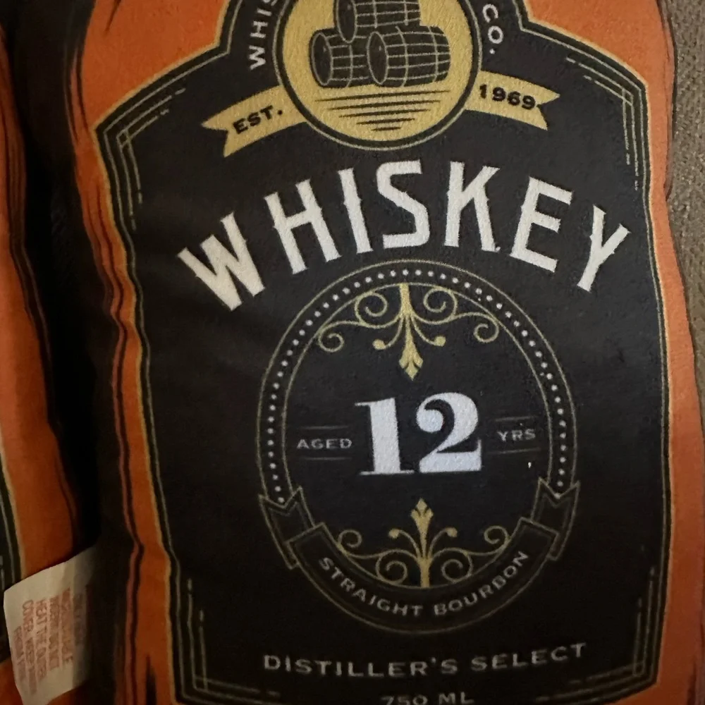 🆕2 Whiskey Shaped Throw Pillows
